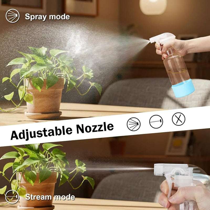 Glass Spray Bottles with Silicone Sleeve 16.9oz 2 Pack Empty Spray Bottle for Hair Mist/Stream Spraying for Cleaning Solutions, Plants, Essential Oils (clear-qblue&green) by GreenHaven Gardens