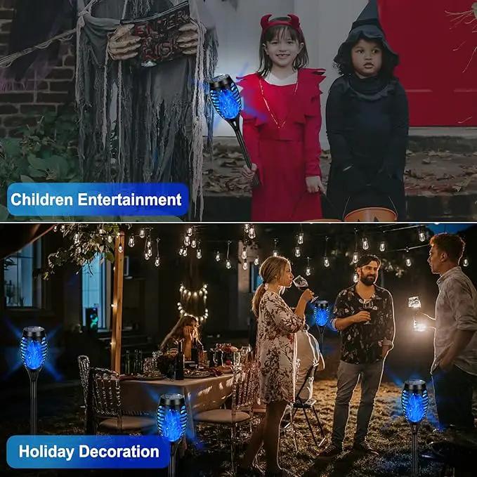Upgraded Solar Lights Outdoor Waterproof Blue, 12 Pack Solar Torch Light with Flickering Flame, Mini Solar Outdoor Lights Solar Landscape Lights for Garden Porch Yard Pathway Decoration by GreenHaven Gardens