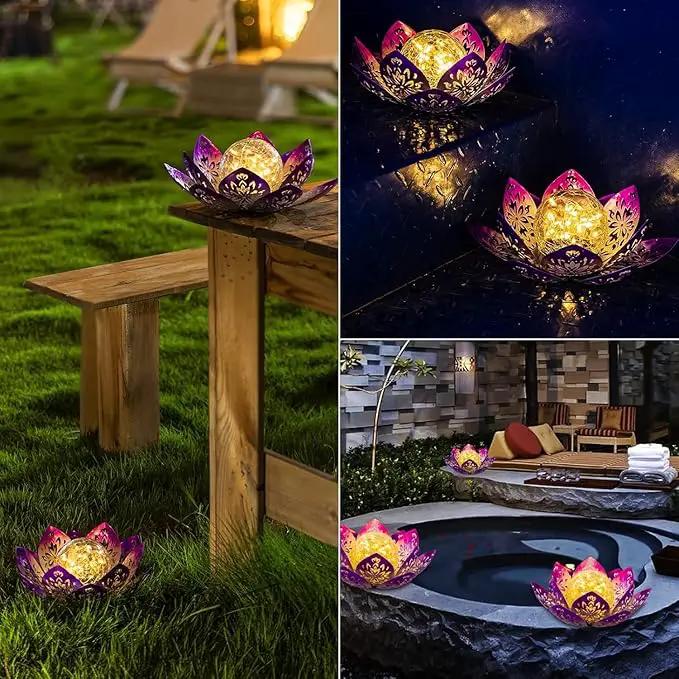 Huaxu Solar Garden Lights Outdoor Decorative - Bright Lotus Flower Table Lamp, Waterproof Solar Lights for Patio Pathway Yard Balcony Outside Decor by GreenHaven Gardens
