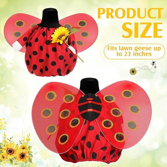 Spring Ladybug Goose Outfit Lawn Porch Goose Clothes with Ladybug Wings Sunflower Goose Outfit for 23" Goose Spring Valentine's Day Outdoor Patio Yard Lawn Art Decoration by GreenHaven Gardens