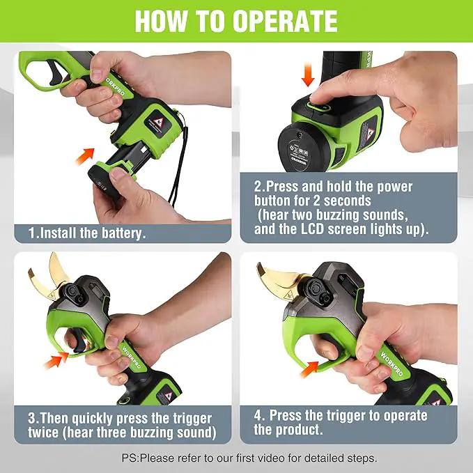 WORKPRO 12V Electric Pruning Shears, Battery Powered Pruning Shears, Cordless Tree Pruner, 1.2 Inch Cutting Diameter, Branch Cutter Gardening Scissors with 2 Pack Rechargeable Battery and Fast Charger by GreenHaven Gardens