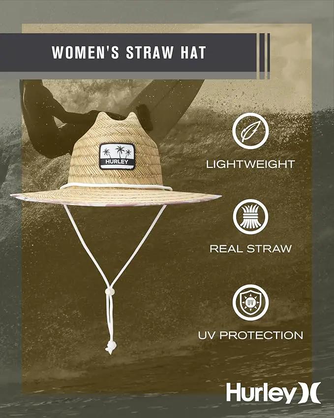 Hurley Women's Straw Hats - Real Straw Hat Medium Brim and Adjustable Chin Strap by GreenHaven Gardens