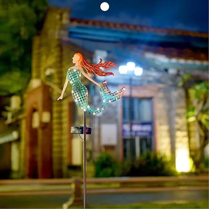 ARTER Solar Mermaid Garden Stake Light, Blue Nautical Ocean Themed Outdoor Waterproof Solar Yard Light with 3.6 Feet 22 LED Fairy Lights for Pathway Patio Lawn Poolside, 37 Inches Tall (Pack of 1) by GreenHaven Gardens