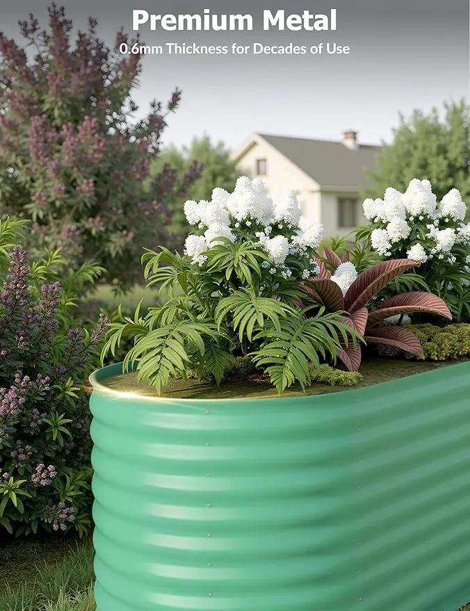 2 Pcs Raised Garden Beds Outdoor 8x4x2ft - Galvanized Steel Planter Box for Vegetables, Flowers, Rust-Resistant Garden Box, Easy Assembly Raised Beds, Durable Planters for Outdoor Plants, Green by GreenHaven Gardens