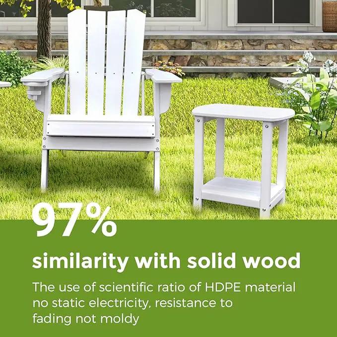 Adirondack Square Outdoor Side Table,2-Tier Storage Patio Side Table, HDPE End Tables for Backyard Pool Porch Garden Lawn(White) by GreenHaven Gardens
