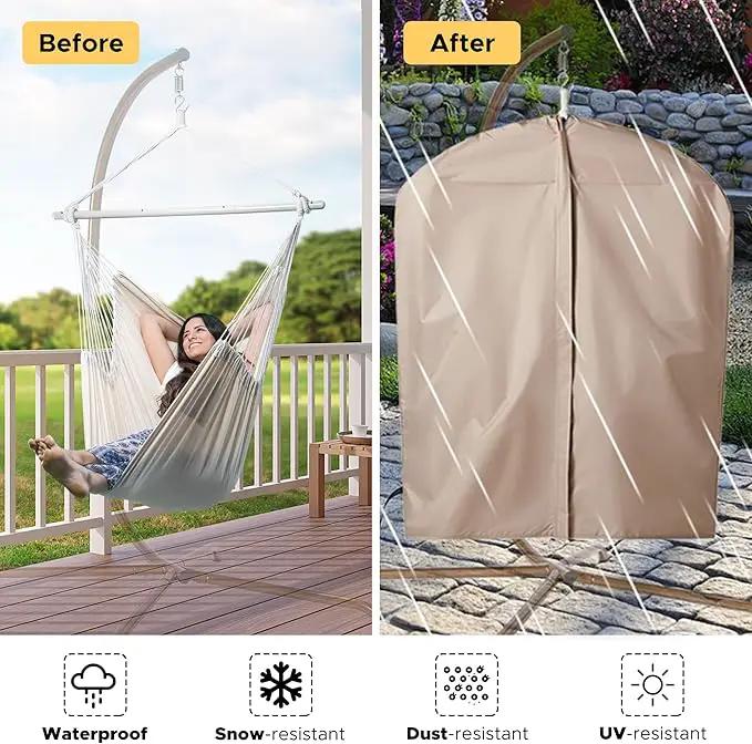 ADVOKAIR Hammock Chair Swing & Cover Set (500 lbs Max) – Hanging Rope Swing for Bedroom, Outdoor, Patio, Porch with Sturdy Steel Bar & Anti-Slip Rings + All-Weather Rain Cover for Storage Protection by GreenHaven Gardens