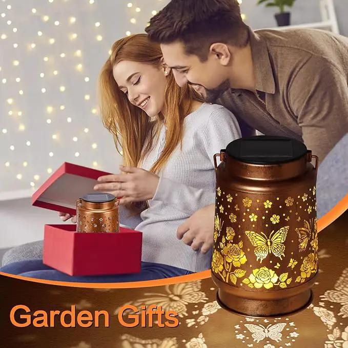 Butterfly Solar Lanterns Outdoor Waterproof Rose Garden Decor Gifts for Women Mom Grandma Hanging Solar Lights Metal Solar Decoration Outside for Yard, Patio, Backyard, Porch by GreenHaven Gardens