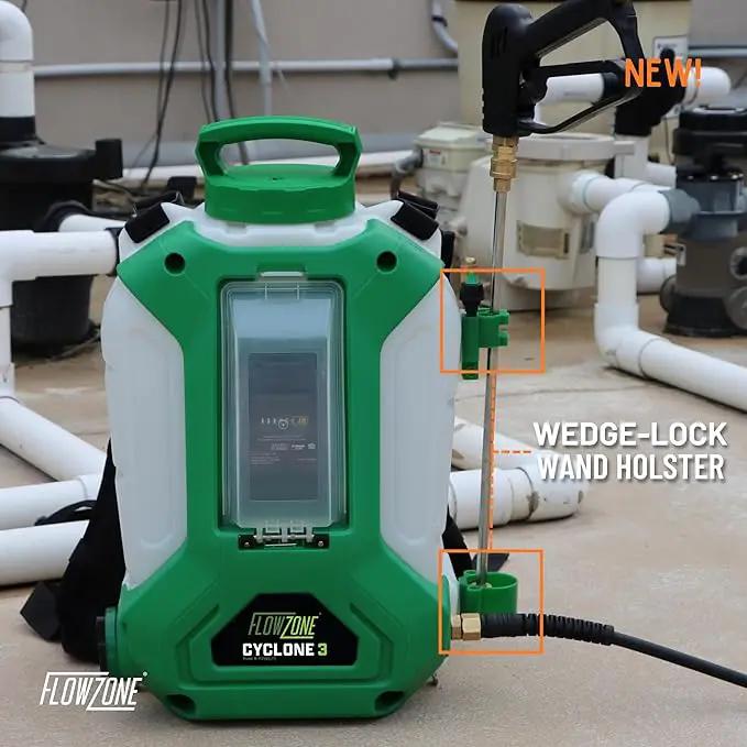 FlowZone Cyclone 3 Battery Powered Backpack Sprayer - Variable-Pressure 5-Position Electric Sprayer Compatible with FlowZone, De-Walt, Milwaukee, Makita, & Bosch Batteries (Battery Not Included) by GreenHaven Gardens