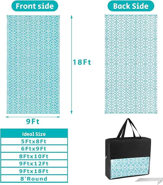 HEBE Outdoor Rug Waterproof 9x18, Plastic Straw Rug Camping Rug, Reversible Outdoor Patio Rugs RV Mat Clearance, Indoor Outside Floor Carpet for Porch,Deck,Camper,Balcony,Backyard by GreenHaven Gardens