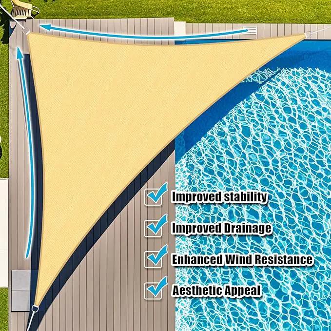 Amagenix Sun Shade Sail 6'X6'X6' Curved Edge Outdoor Shade Canopy Sand Breathable 95% UV Block Shade Cloth for Patio Garden Backyard (We Make Custom Size) by GreenHaven Gardens