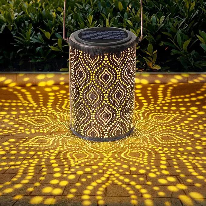 Solar-Powered Iron Art Lantern - Two Lighting Modes Waterproof Hanging Ambiance Lighting for Gardens & Patios, Perfect as Decorative Gift Housewarming Gift Mom Gifts (Peacock Feather) by GreenHaven Gardens