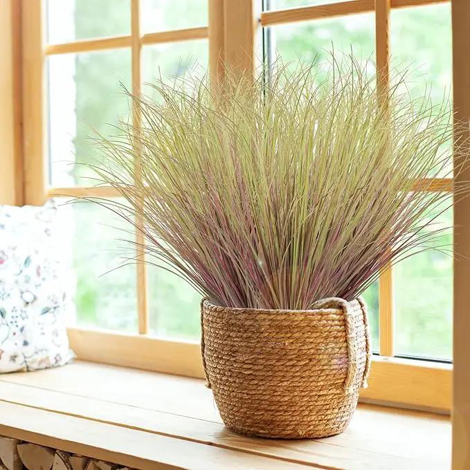 24Pcs Artificial Grass Plants, Faux Shrubs Wheat Grass, Artificial Tall Grass Fake Plants for Outdoor Decor,Artificial Greenery Stems Weed for Room Indoor Home Decor（Light Purple） by GreenHaven Gardens