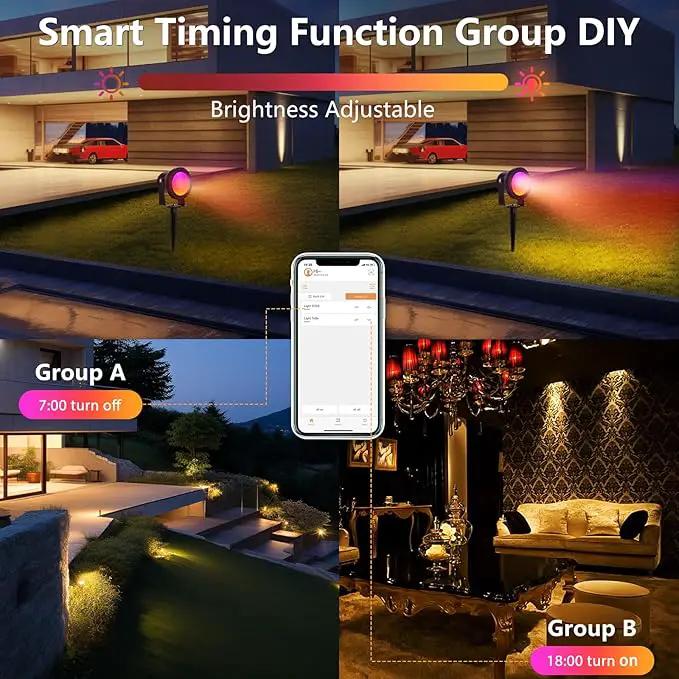 Spotlight Outdoor Control with Smart APP, 2 Pack 15W RGBW Landscape Lighting, Dimmable Color Changing IP67 Waterproof Spot Light Warm Flood Light for House Pathway Garden Yard Tree by GreenHaven Gardens