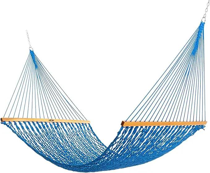 Original Pawleys Island 13DCCB Large Coastal Blue DURACORD Rope Hammock with Extension Chains & Tree Hooks, Handcrafted in The USA, Accommodates 2 People, 450 LB Weight Capacity, 13 ft. x 55 in. by GreenHaven Gardens