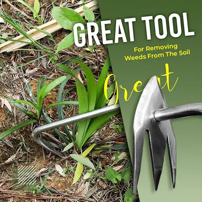 Weeding Artifact Uprooting Garden Weeding Tool, Upgraded Weed Removal Tool, Stainless Steel/Manganese Steel Weed Puller Manual Weeders for Home Gardening Yard Farmland (Wood Handle) by GreenHaven Gardens