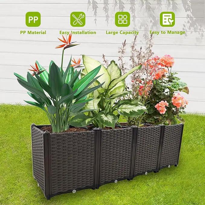 Large Planters for Outdoor Plants pots Elevated Garden Boxes Raised Garden Bed Garden Patio Balcony Deck to Planting Flowers Vegetables Tomato and Herbs by GreenHaven Gardens