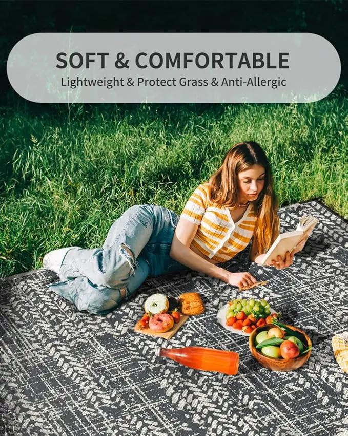 MontVoo Outdoor Rug Waterproof-Patio Rug Mat 5x8 Outdoor Carpet Reversible RV Camping Picnic Plastic Straw Rug Outside Outdoor Area Rug for Balcony Deck Backyard Patio Decor Boho Modern Abstract by GreenHaven Gardens