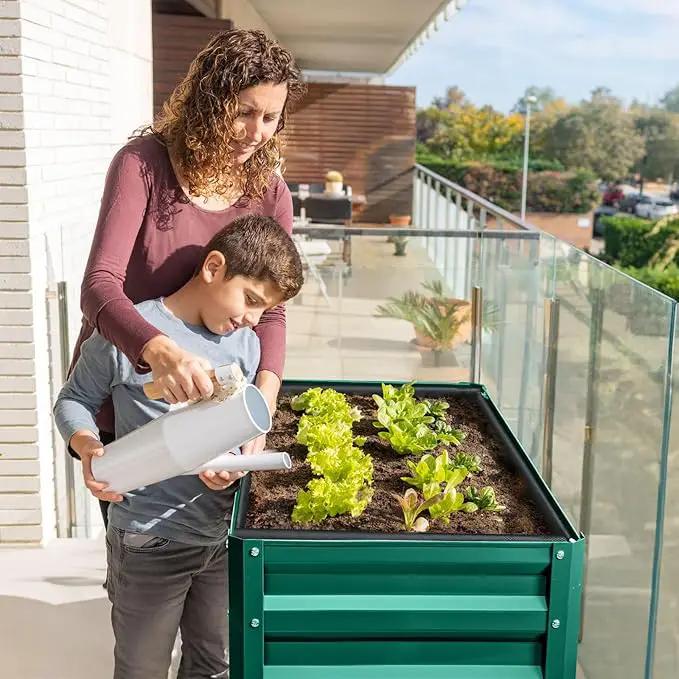 KING BIRD Raised Garden Bed with Legs Galvanized Elevated Planter Box for Backyard, Patio, Balcony, 33.9x17.7x31.5in, Green by GreenHaven Gardens
