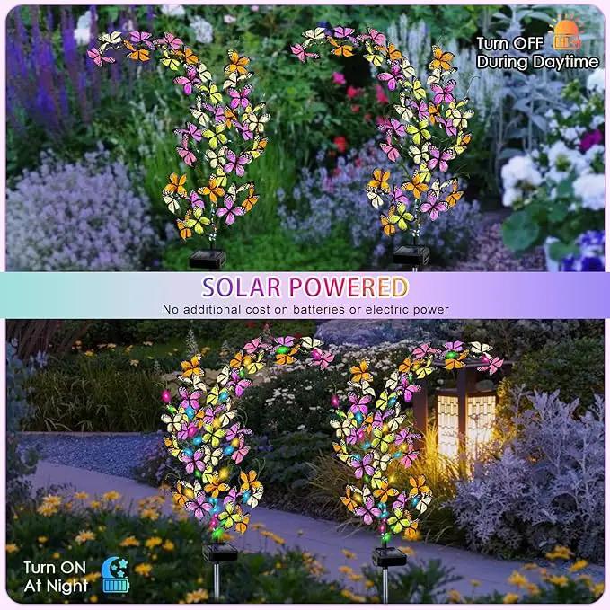 Solar Garden Lights Outdoor, 2 Pack New Sunflower Light for Outside, Solar Willow Vine Light with 46 LED Sunflowers, Waterproof Decor for Yard, Patio, Pathway, Gardening Gifts (2Pack Butterfly) by GreenHaven Gardens