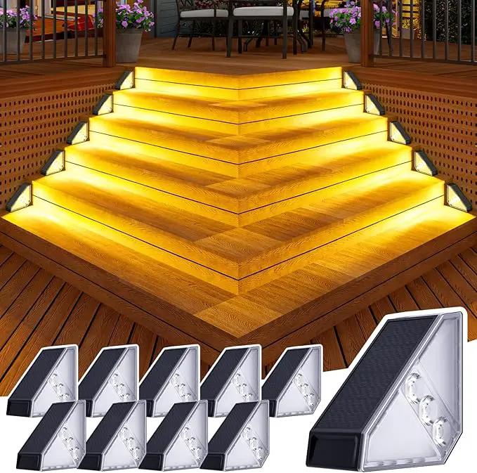 JSOT Solar Step Stair Lights Outdoor Yard Decor 10 Pack, IP65 Waterproof Deck Lighting for Outside Solar Powered, Solar Garden Light Decor for Fence, Backyard, Front Porch Step, Balcony, Wall, Patio by GreenHaven Gardens