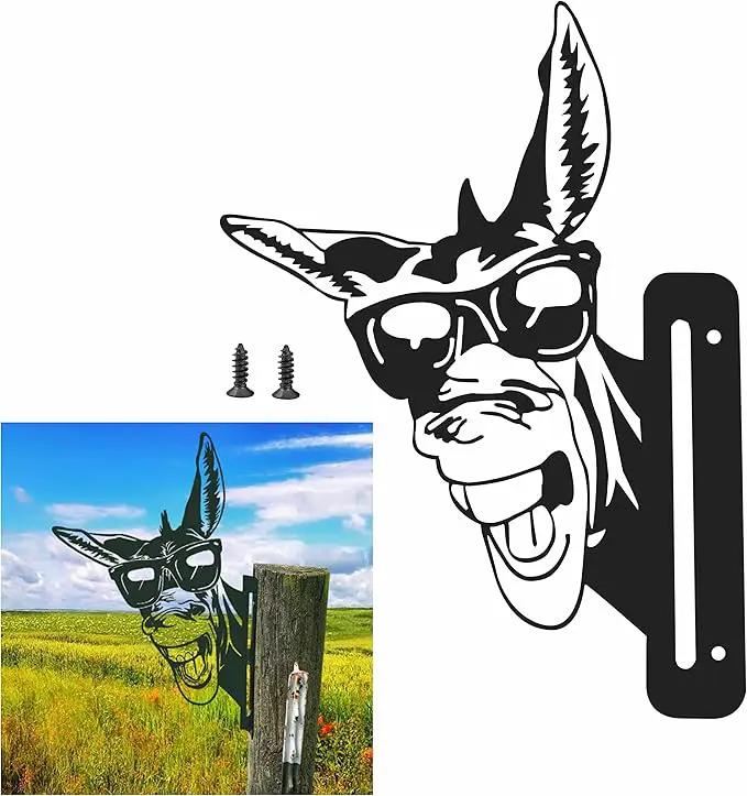 Peeping Donkey Metal Art Farm Garden Decor Garden Fence Decoration Outdoor Decoration for Farmhouse,Yard,Lawn by GreenHaven Gardens