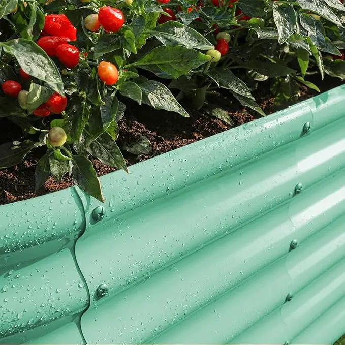 Land Guard 18“ Tall 4×2ft Galvanized Raised Garden Bed Kit, Galvanized Planter Garden Boxes Outdoor, Oval Large Metal Raised Garden Bed for Vegetables……… (Lime Green, 4×2×1.5ft) by GreenHaven Gardens