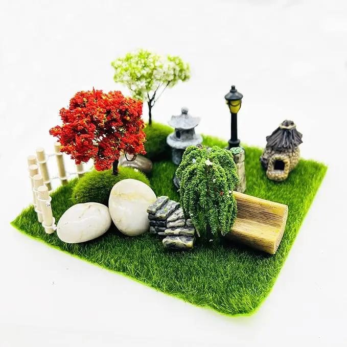 Cayway 26 PCS Outdoor Fairy Garden Miniatures Mini Zen Garden Accessories, Artificial Garden Grass, Model Trees, Terrarium Ornaments, Dollhouse Supplies, Bonsai Decorative Craft Tools Kit by GreenHaven Gardens