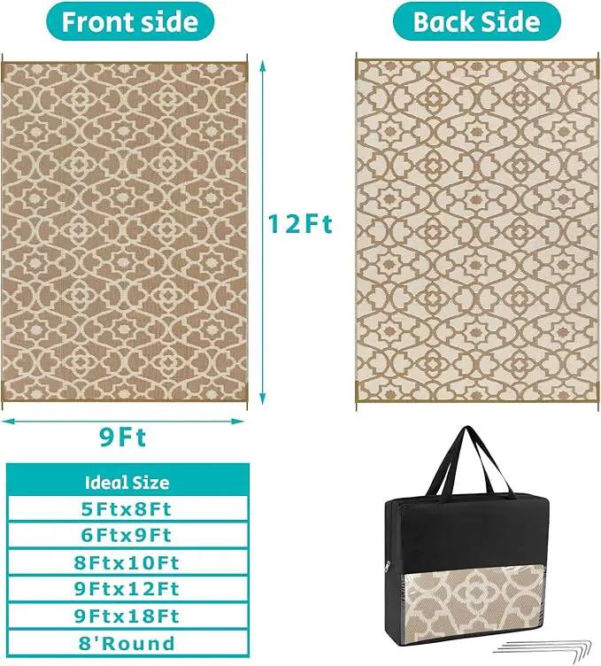 HEBE Outdoor Rug Waterproof 9x12, Plastic Straw Rug Camping Rug, Reversible Outdoor Patio Rugs RV Mat Clearance, Indoor Outside Floor Carpet for Porch,Deck,Camper,Balcony,Backyard by GreenHaven Gardens