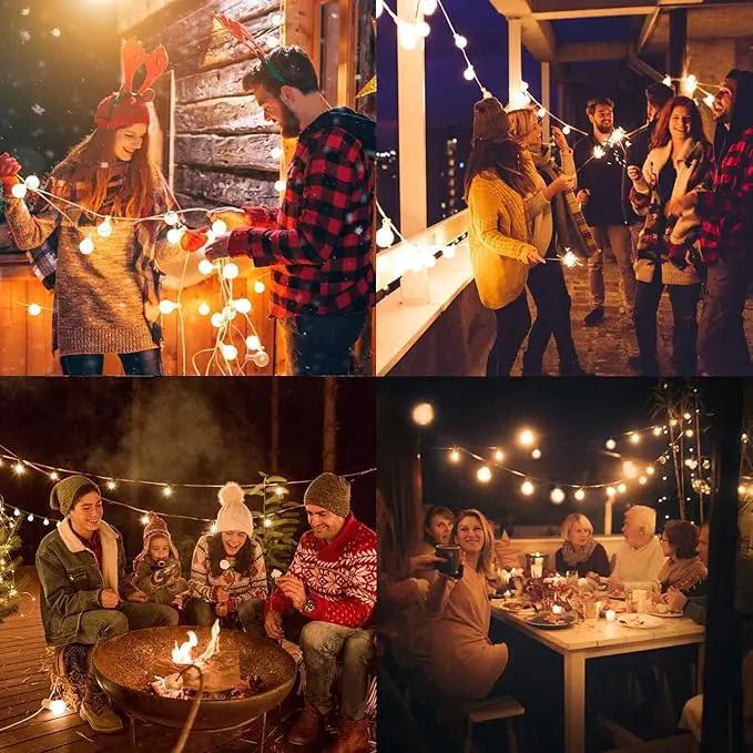 Outdoor LED String Lights 50ft - G40 Edison Bulbs with Clear Plastic Globes, Dimmable Waterproof Commercial Grade Fairy Lights for Wedding/Backyard/Cafe, Indoor Outdoor Party Decoration (Warm White) by GreenHaven Gardens