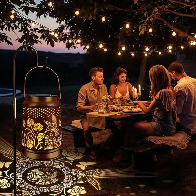 KY&BOSAM Solar Lanterns Outdoor Waterproof Rose Hummingbird Garden Decor Birthday Gift for Women Mom Grandma Hangings Solar Lights Metal Diwali Decoration Outside Lantern for Yard Patio Backyard Porch by GreenHaven Gardens