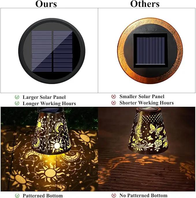Toodour Solar Lantern Outdoor, Upgrade Hanging Solar Lights Garden Decor, Waterproof Hollow Out Retro Metal Sun & Moon Decorative Lights for Patio, Balcony, Yard, Walkway by GreenHaven Gardens