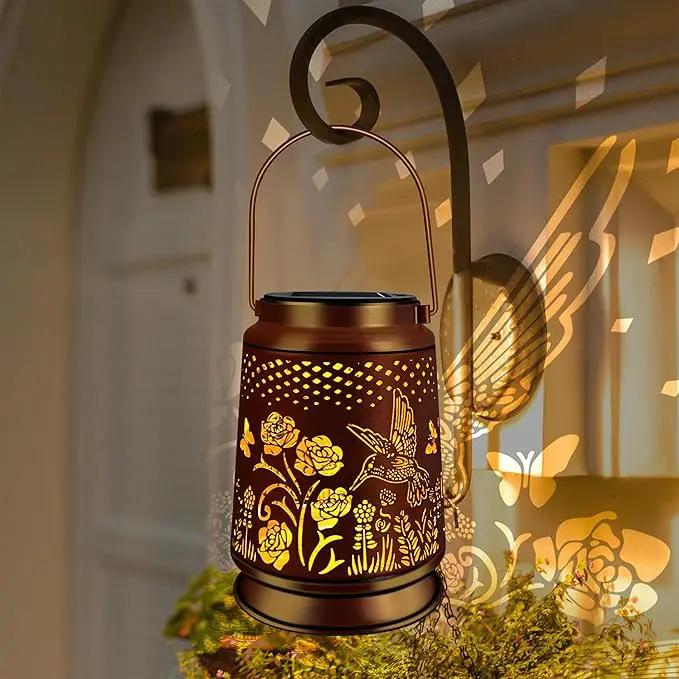 KY&BOSAM Solar Lanterns Outdoor Waterproof Rose Hummingbird Garden Decor Birthday Gift for Women Mom Grandma Hangings Solar Lights Metal Diwali Decoration Outside Lantern for Yard Patio Backyard Porch by GreenHaven Gardens