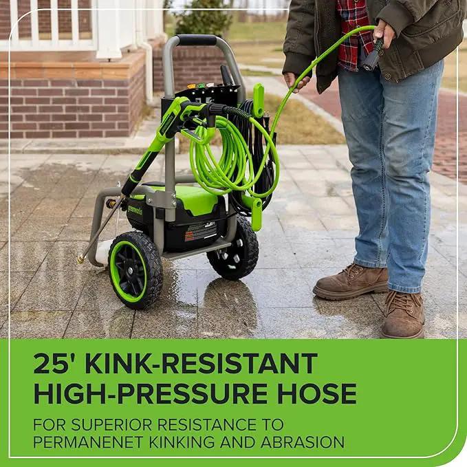 Greenworks Pro Brushless 3000 PSI (CSA Certified) 2.0 GPM Max / 1.1 GPM Electric Pressure Washer (Foldable Handles, Rugged Steel Frame, 25 FT Hose, 35 FT GFCI Power Cord) by GreenHaven Gardens