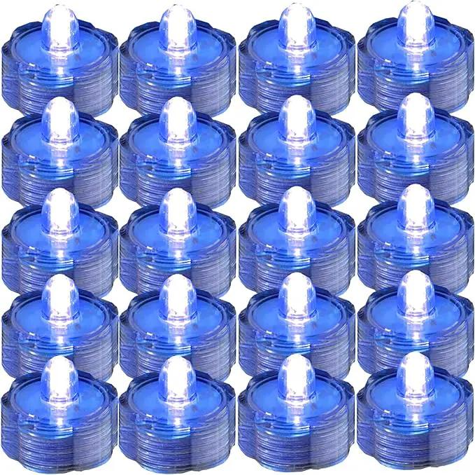 Bright LED Floral Tea Light Vase Submersible Lights for Party Wedding (Blue, 20 Pack) by GreenHaven Gardens