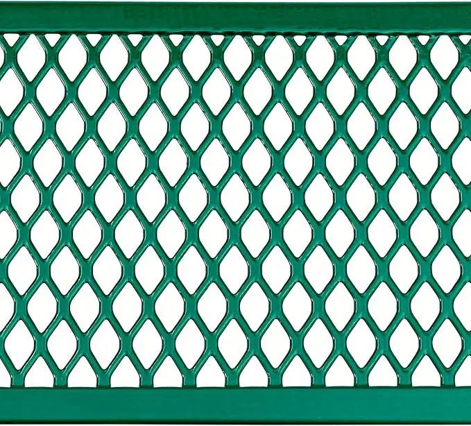 Global Industrial 6’L Rectangular Picnic Table, Expanded Metal, Green Thermoplastic Coating, Attached Benches, 1-1/2” Umbrella Pole Hole, Outdoor-Rated, 1000 lb Capacity, 72” x 30” Tabletop by GreenHaven Gardens