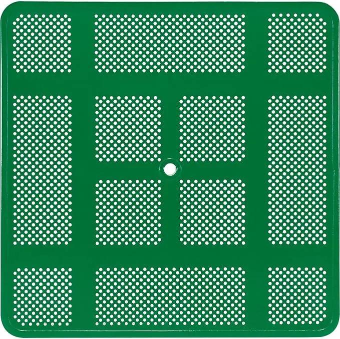 Global Industrial 46" Square Picnic Table, Perforated Metal, Green Thermoplastic Coating, Attached Benches, 1-1/2” Umbrella Pole Hole, Outdoor-Rated, 1200 lb Capacity by GreenHaven Gardens