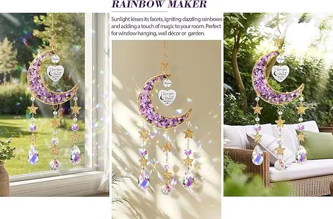 Best Mom Gifts for Mom from Daughter Son Kids, Mom Birthday Gifts for Mother-in-Law Mom, Moon Crystal Suncatcher for Window Hanging New Mom Gifts for Women Wife by GreenHaven Gardens