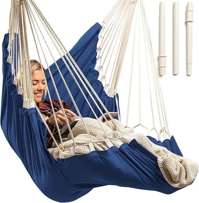 Hanging Hammock Chair Swing – Hanging Chair Outdoor & Indoor - Hammock Swing Chair – Quick & Easy Setup with Hardware Kit – Durable & Spacious Full Body Support – Holds 440 Lbs by GreenHaven Gardens