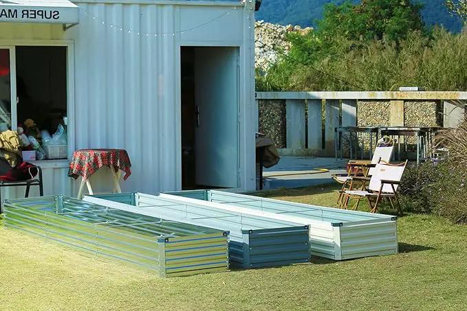 12x2x1FT Galvanized Raised Garden Beds Kit Large Outdoor Metal Gardening Planter Box for Vegetable Elevated Flower Herbs, Silver by GreenHaven Gardens