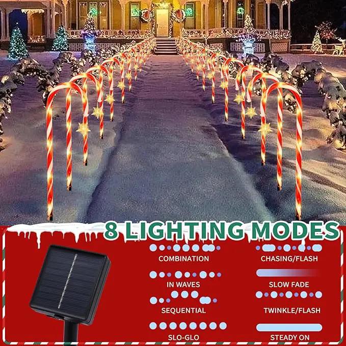 22" Candy Cane Lights Outdoor Pathway 2PK 24 PCS Candy Cane Christmas Decorations 8 Modes Solar Candy Cane Lights with Star Total 25FT Christmas Pathway Lights Outdoor for Xmas Yard Garden Walkway by GreenHaven Gardens