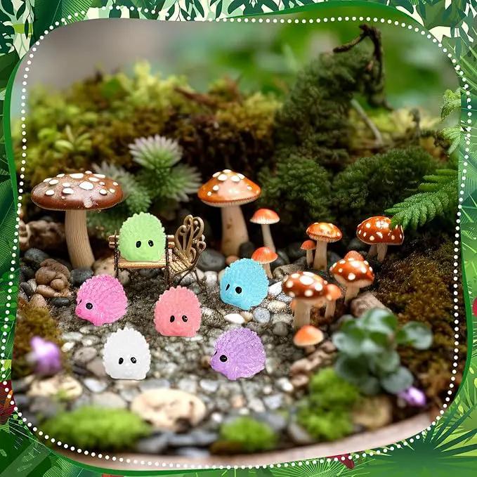 Hiboom 120 Pcs Luminous Mini Hedgehog Figurines Hedgehog Miniature Garden Ornaments Glow in Dark Mini Resin Figures Tiny Animal Figurines Bulk for Garden Micro Landscape Plant Moss DIY Fairy Decor by GreenHaven Gardens