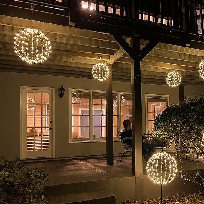 Lightshare 16IN 128LED Light Ball Yard Decoration Pathway Lights Sphere Light with Fold Flat Metal Frame Indoor Outdoor Waterproof Garden Lights, Plug in by GreenHaven Gardens