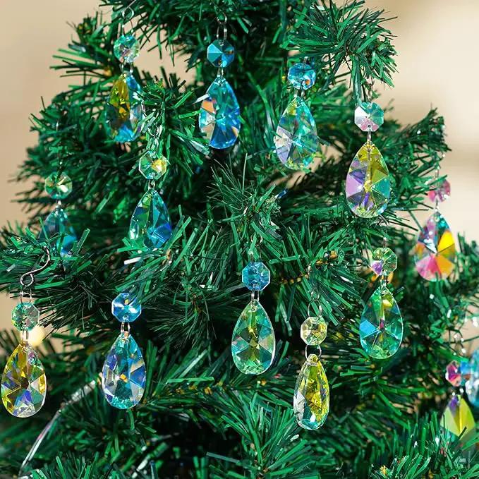 20 Pieces 38mm Crystal Prisms Chandelier Rounded Pear Ornament Pendants Crystal Beads Hanging Glass Crystal Chandelier Prisms for Wedding Party Tree Garlands Decoration DIY Jewelry by GreenHaven Gardens