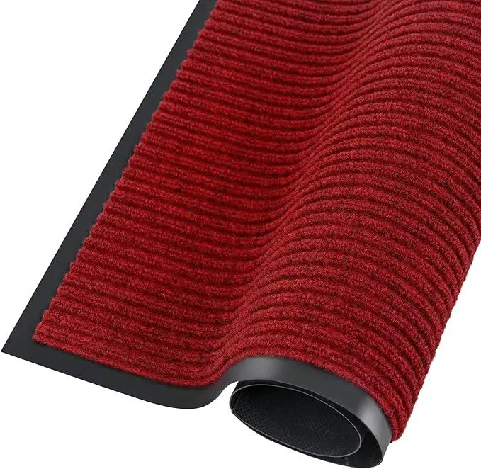fani Heavy Duty Large Outdoor Indoor Entrance Black Doormat Waterproof Low Profile Entrance Rug Front Door Mat Patio Anti-Skid Rubber Back, 23x72 inch (Red) by GreenHaven Gardens