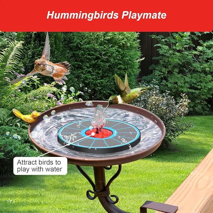 Solar Fountain with Red Flower - Attract Birds - Upgrade 3.5W Solar Bird Bath Fountains, Solar Powered Water Feature Fountain Pump with 7 Nozzles for Hummingbirds, Garden, Pool, and Pond by GreenHaven Gardens