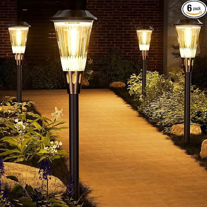 Bright Solar Lights Outdoor 6 Pack, 2-in-1 Cool&Warm Solar Pathway Lights, Pathway Landscape Lighting Waterproof IP65, Auto On/Off Outdoor Light for Yard Walkway Garden Driveway Landscape by GreenHaven Gardens