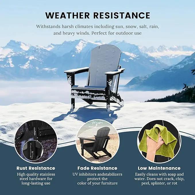 Westin Outdoors Laguna WO Outdoor Adirondack Folding Patio Chairs 8 PCS Set Retro Beach Aesthetic for Backyard, Lawn, Patio, Deck, Garden, Weather Resistant Polyethylene Plastic Lounger (Black) by GreenHaven Gardens
