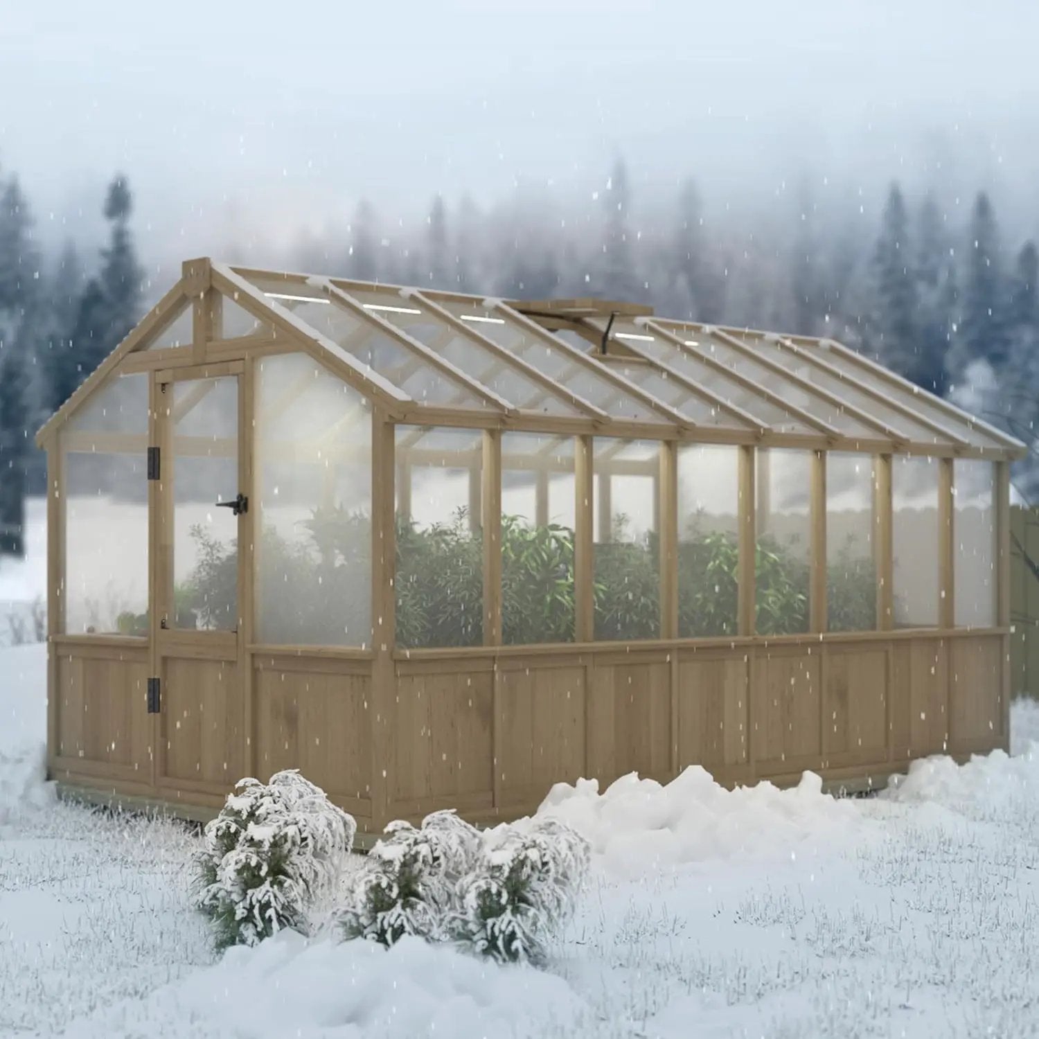 Mupater 8 x 16 FT Wooden Greenhouse for Outdoor, Heavy Duty Greenhouse Kit with Vent Window and Lockable Door, Walk-in Green House for Garden, Patio, Backyard and Lawn, Brown by GreenHaven Gardens