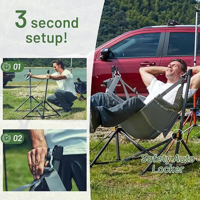 TIMBER RIDGE Hammock Camping Chair with Adjustable Backrest, Heavy Duty Folding Hammock Chair Supports 300lbs, Portable Hammock Chair for Camping, Travelling and Patio, Grey by GreenHaven Gardens