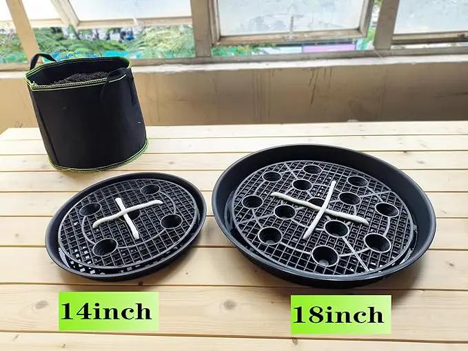 Plastic Plant Saucer Stand,4-Pack 14 inch, Elevated Plant Saucer Self-Watering Fabric Pot Base, Use Nonwoven Grow Bags, Plant Saucers Flower Pot Tray for Indoor-Outdoo and Grow Tents Greenhouses by GreenHaven Gardens